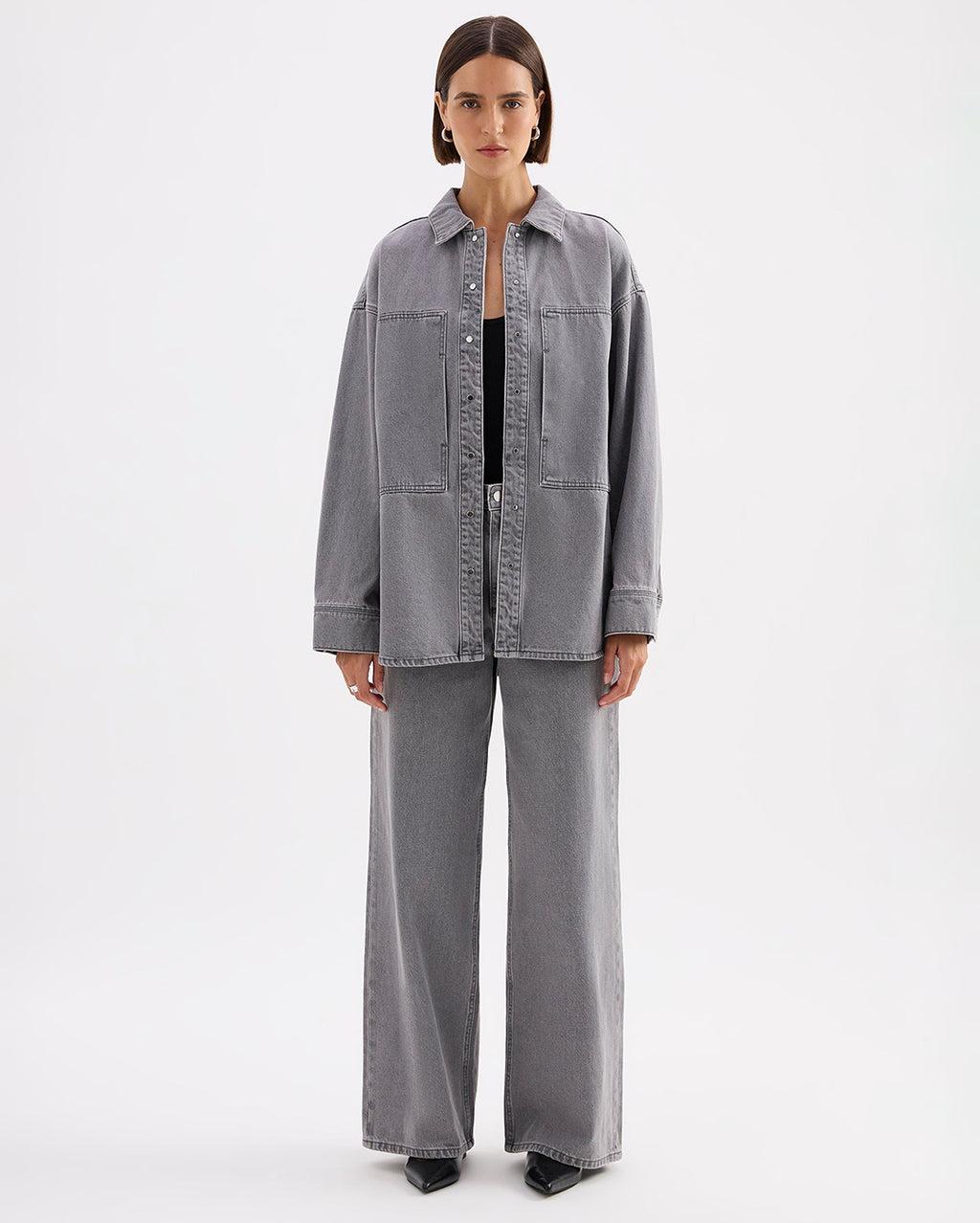 Calvi Denim Shacket - Steel - Nude Lucy