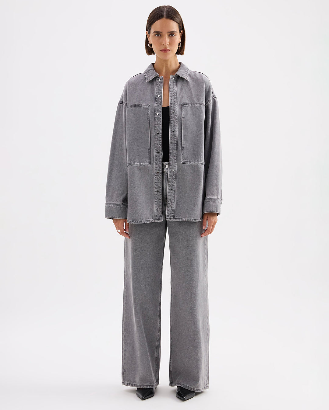 Calvi Denim Shacket - Steel - Nude Lucy