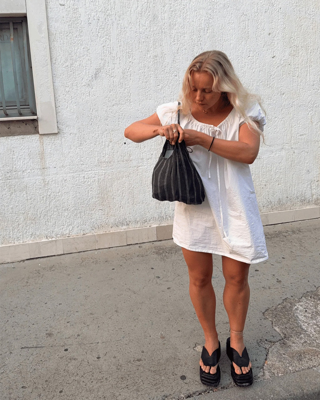 Jean Wedge Sandal - Black