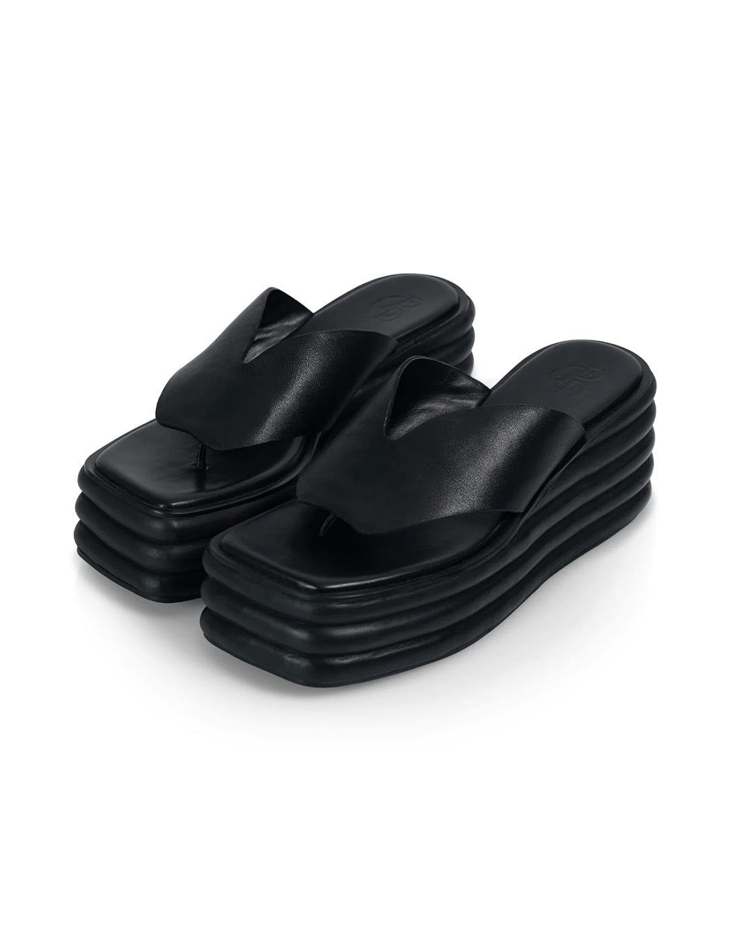 Jean Wedge Sandal - Black