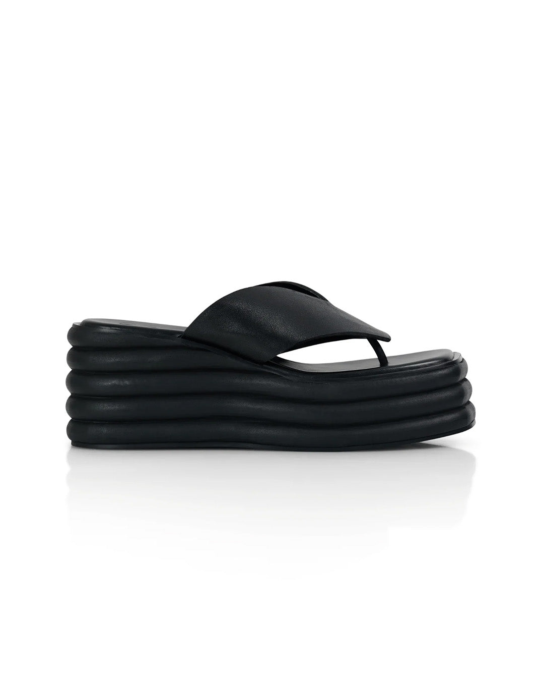 Jean Wedge Sandal - Black