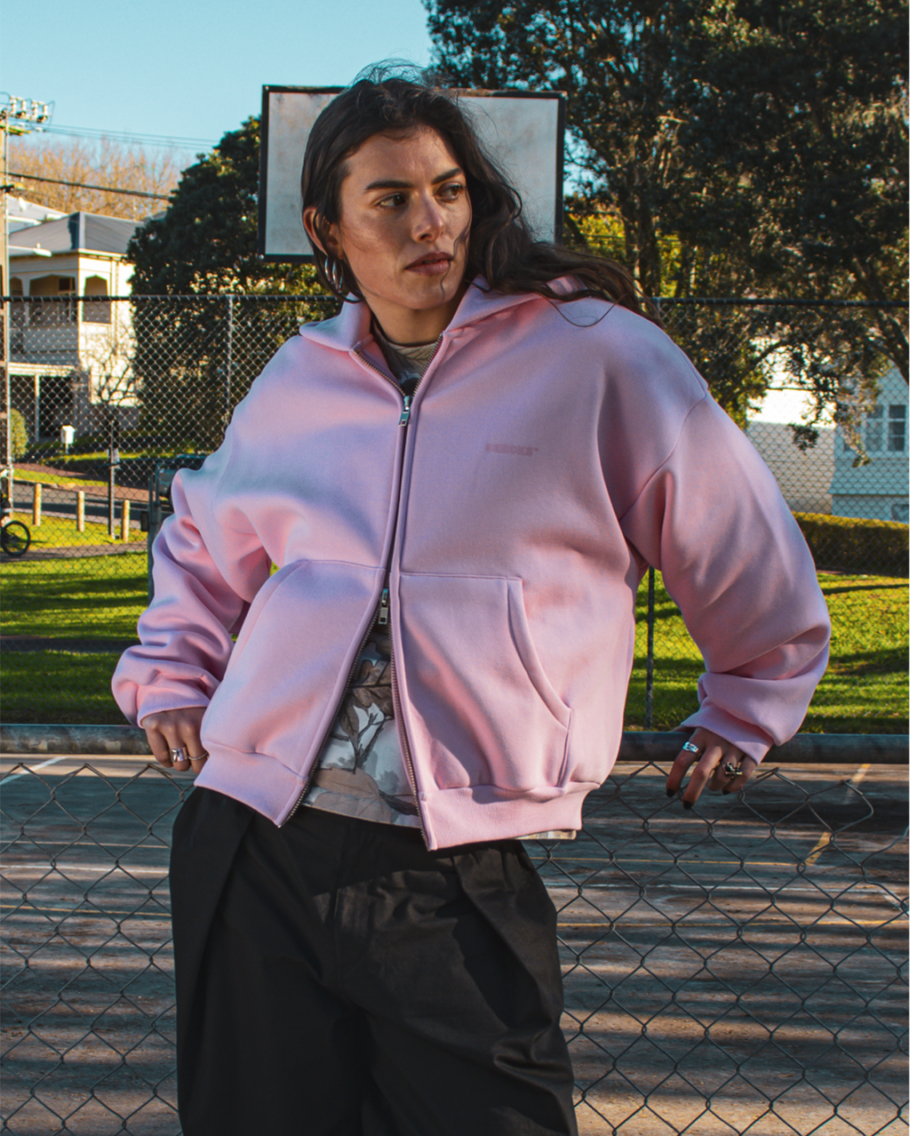 Classic Zip Hoodie - Pink - Checks Downtown