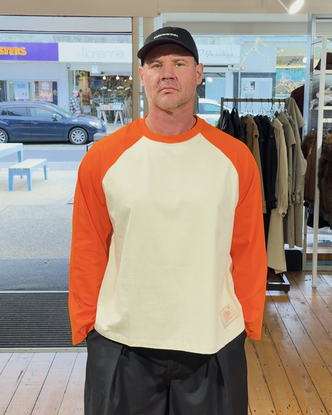 Crew Raglan Jersey - Cream/Orange - Checks Downtown