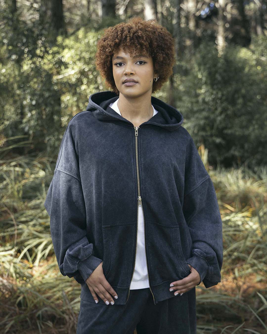 Lark Zip Hoodie - Black Wash