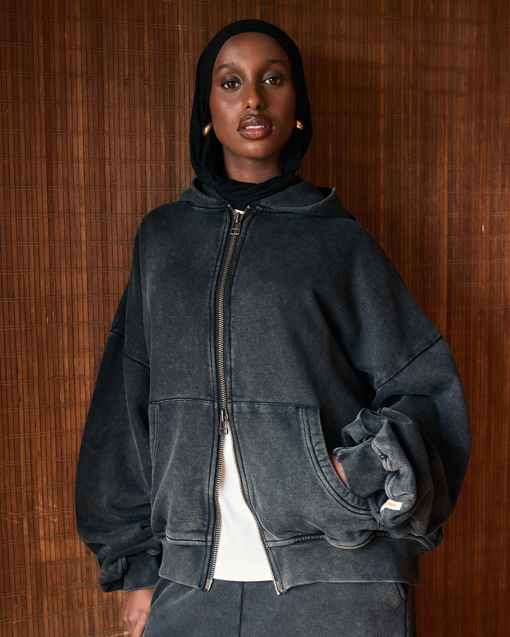 Lark Zip Hoodie - Black Wash