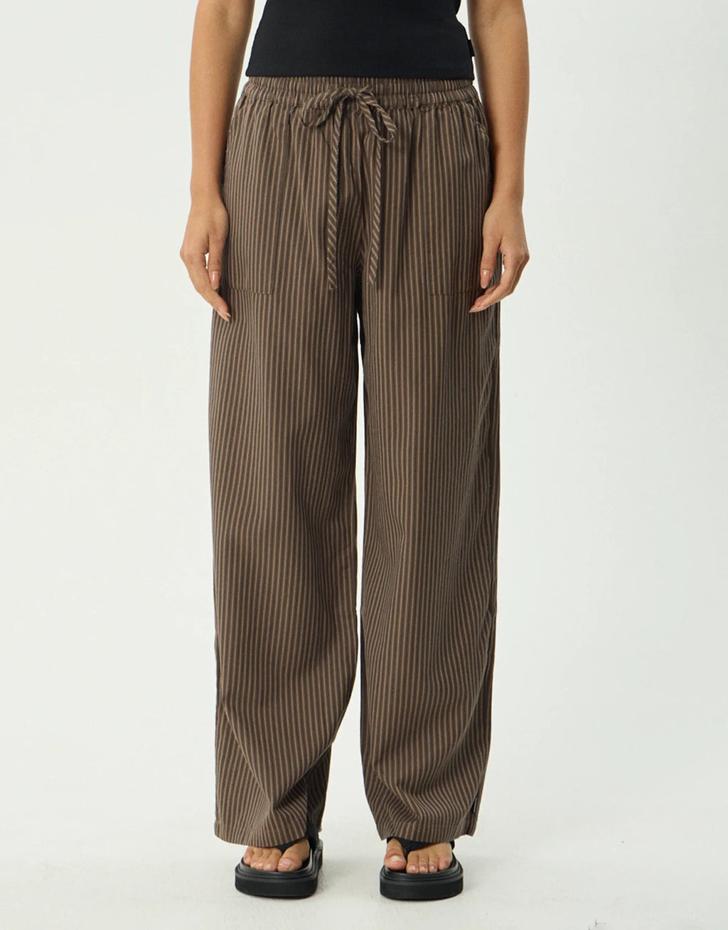 Cyrus Wide Leg Pant - Coffee Stripe