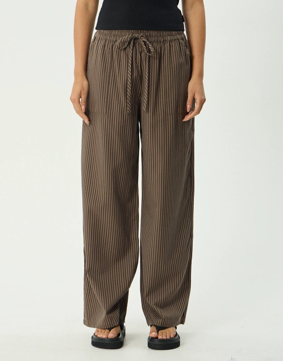 Cyrus Wide Leg Pant - Coffee Stripe