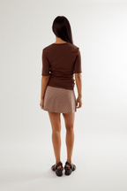 Ruched SS Tee - Choc