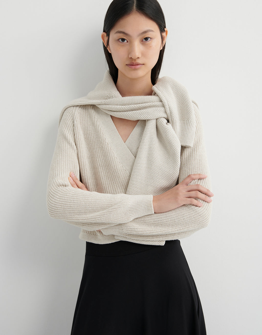 Composure Cardigan - Oat Melange by Kowtow - view 2