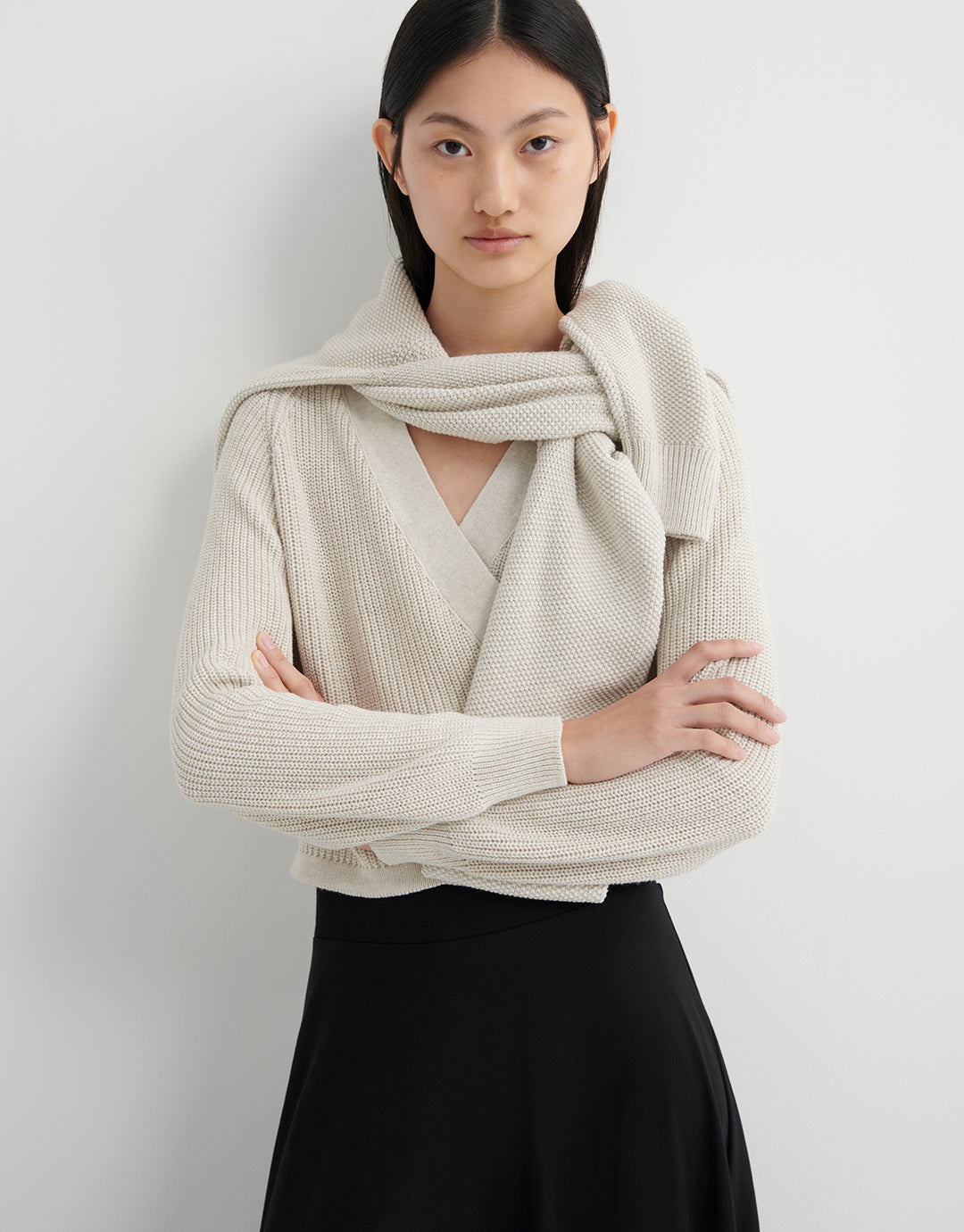 Composure Cardigan - Oat Melange by Kowtow - view 2
