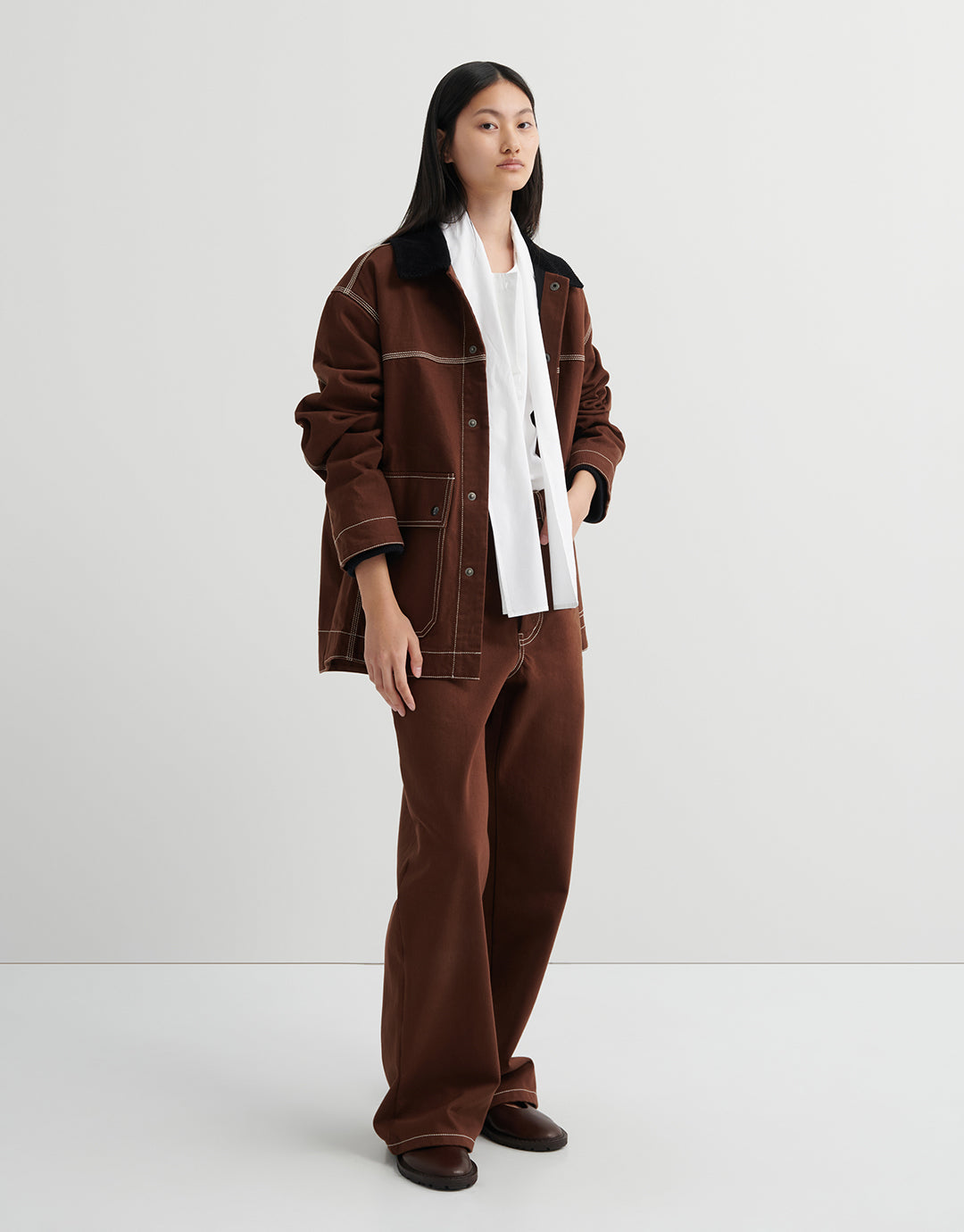 Craft Jacket - Brown Denim by Kowtow - view 9