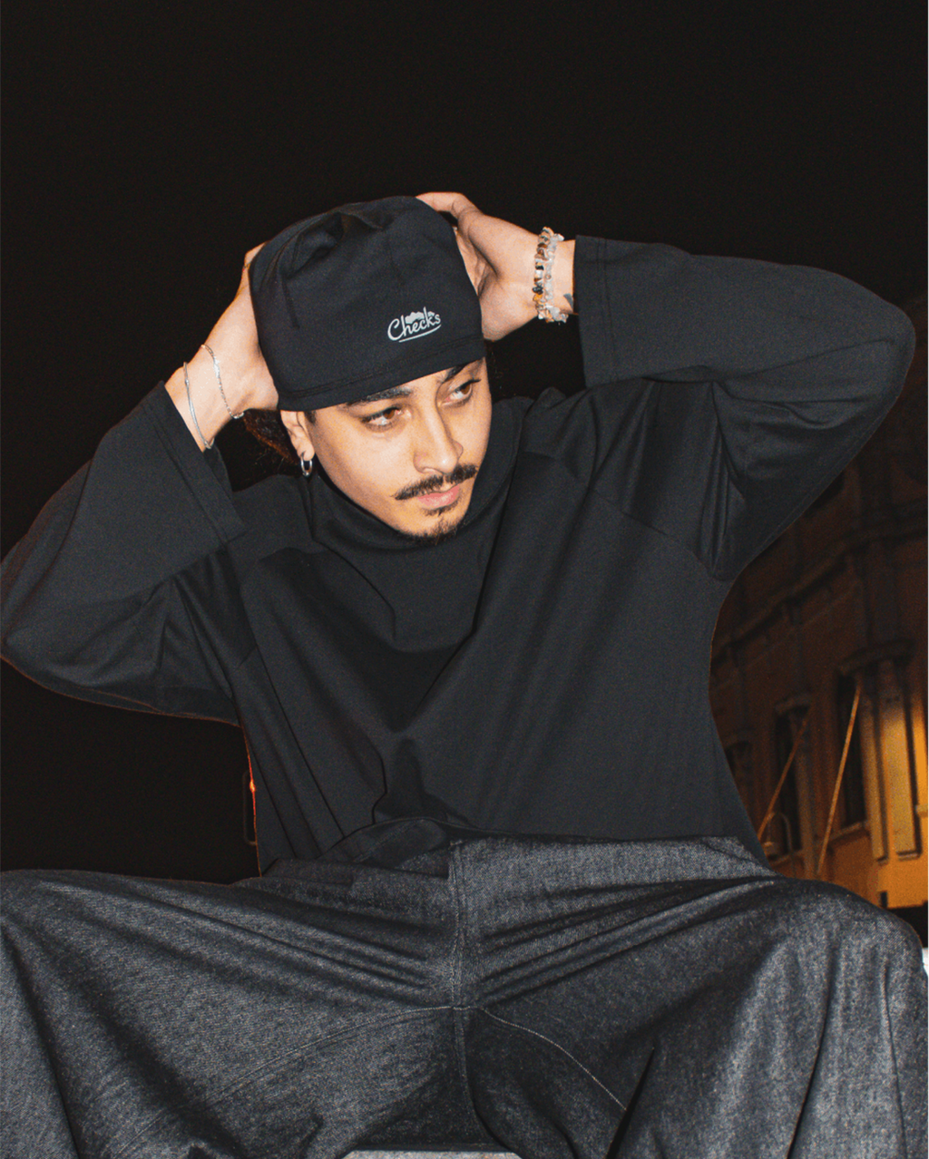 Crew Raglan - Black/Black - Checks Downtown