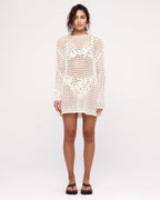 Crochet Knit Tunic Dress - Coconut - Zulu and Zephyr