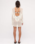 Crochet Knit Tunic Dress - Coconut - Zulu and Zephyr