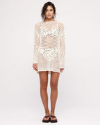 Crochet Knit Tunic Dress - Coconut - Zulu and Zephyr