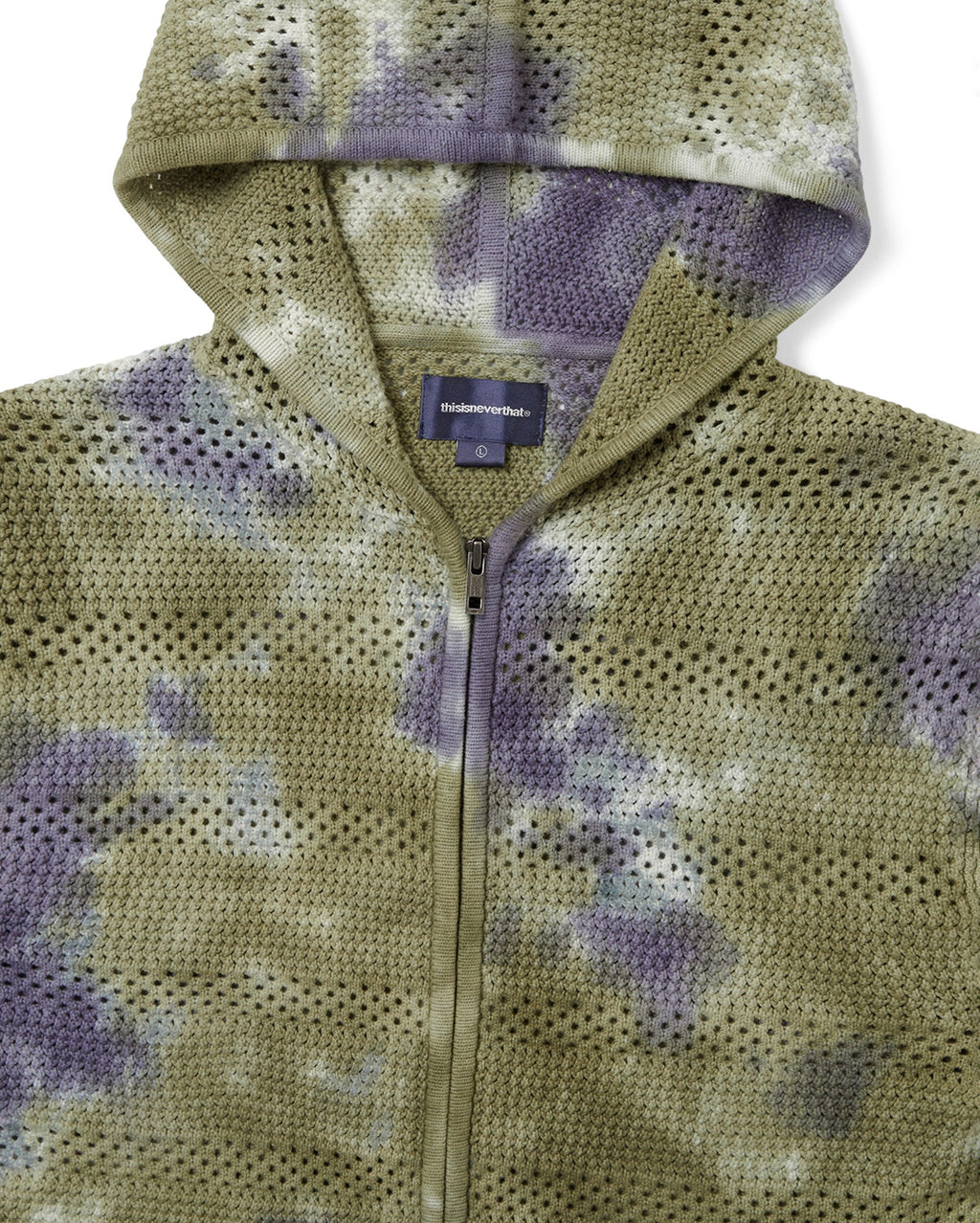 Crochet Knit Zip Hoodie - Olive Green - thisisneverthat