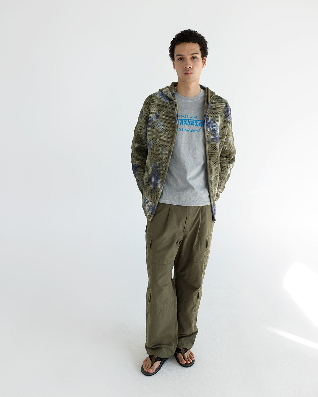 Crochet Knit Zip Hoodie - Olive Green - thisisneverthat