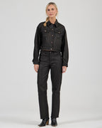 Cropped Denim Jacket Espresso Coated - Espresso - Rollas