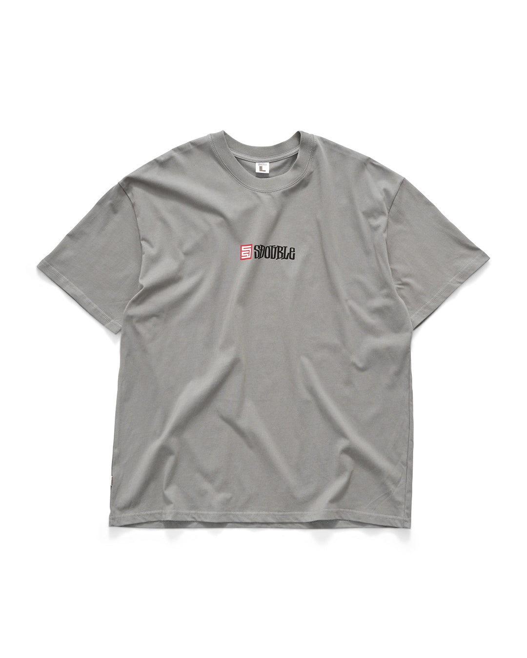 Cube Mid Block Short Sleeve T-Shirt - Ice Grey - S-Double