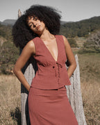 Dahlia Indy - Hemp Short Sleeve Top - Rose Check - Afends