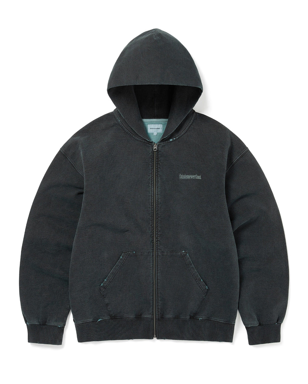 Damaged Zip Up Hoodie - Faded Black - thisisneverthat