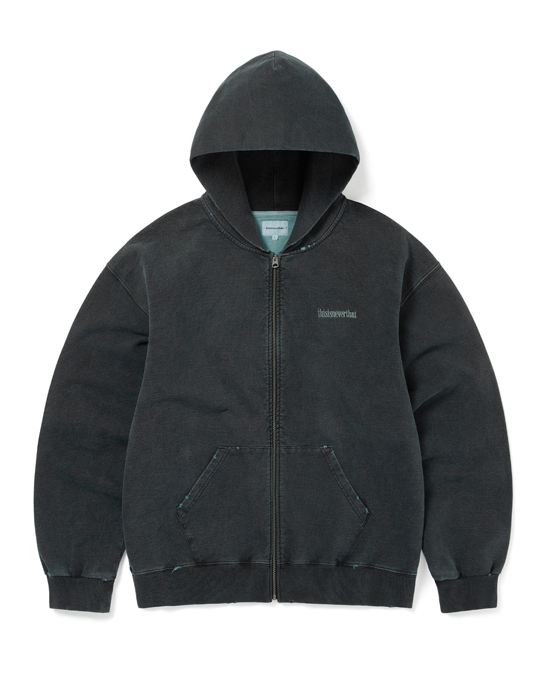Damaged Zip Up Hoodie - Faded Black - thisisneverthat