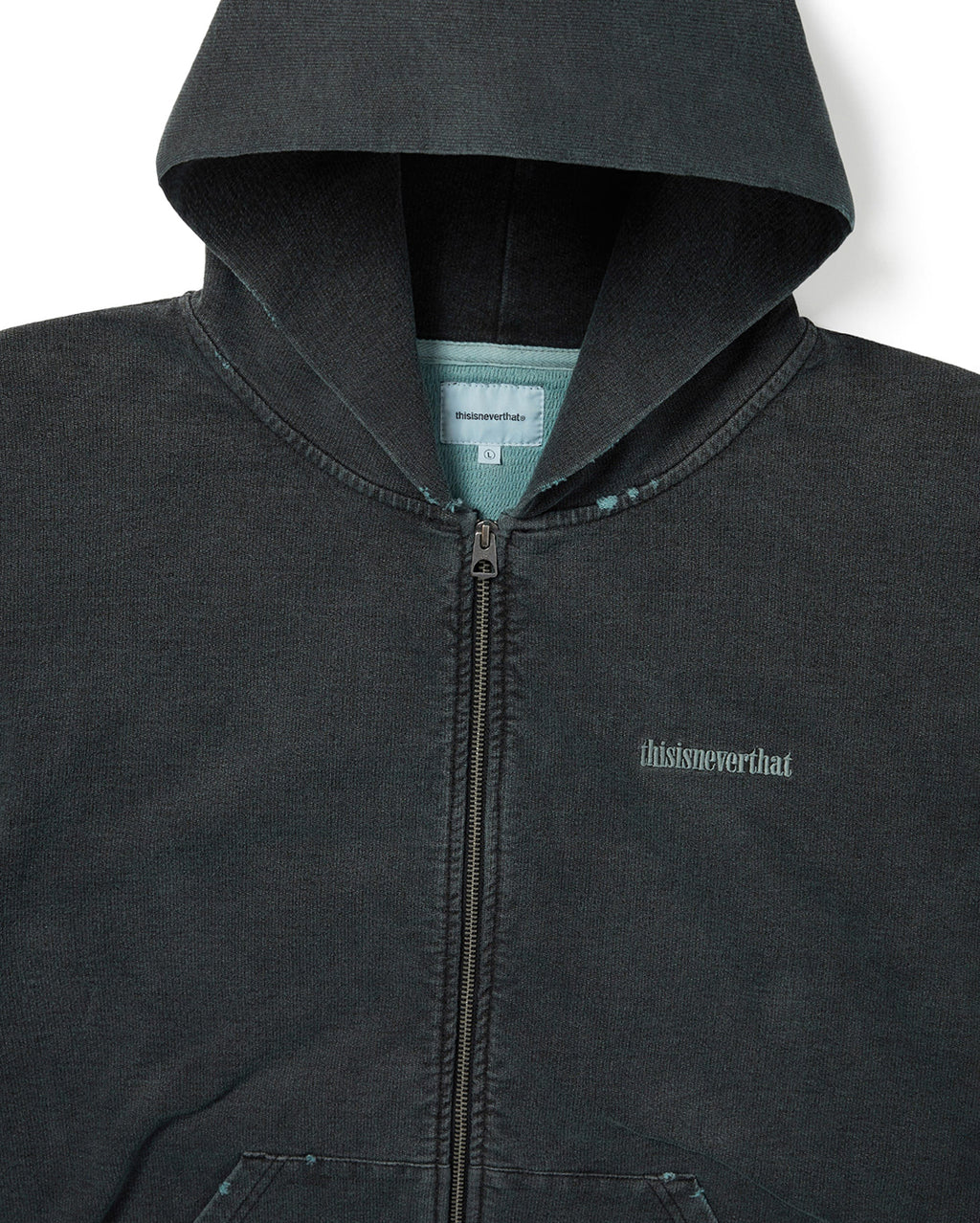 Damaged Zip Up Hoodie - Faded Black - thisisneverthat