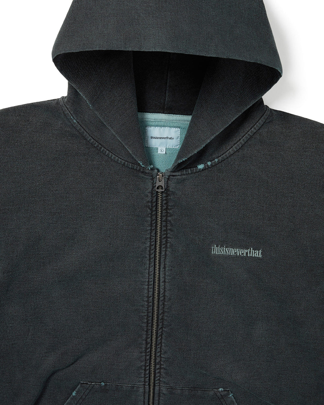 Damaged Zip Up Hoodie - Faded Black - thisisneverthat