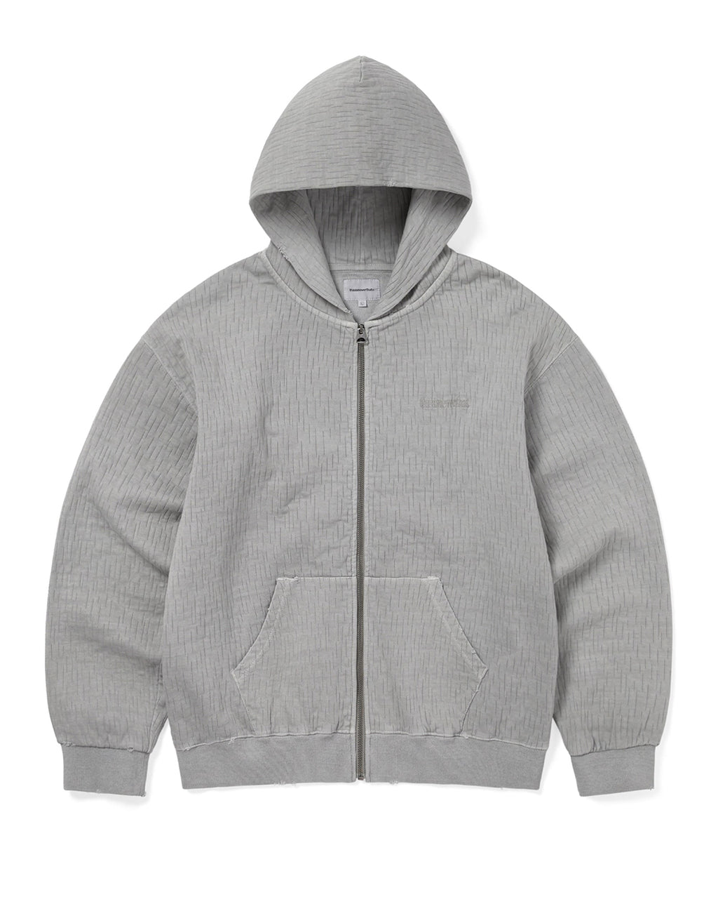 Damaged Zip Up Hoodie - Khaki Grey - thisisneverthat
