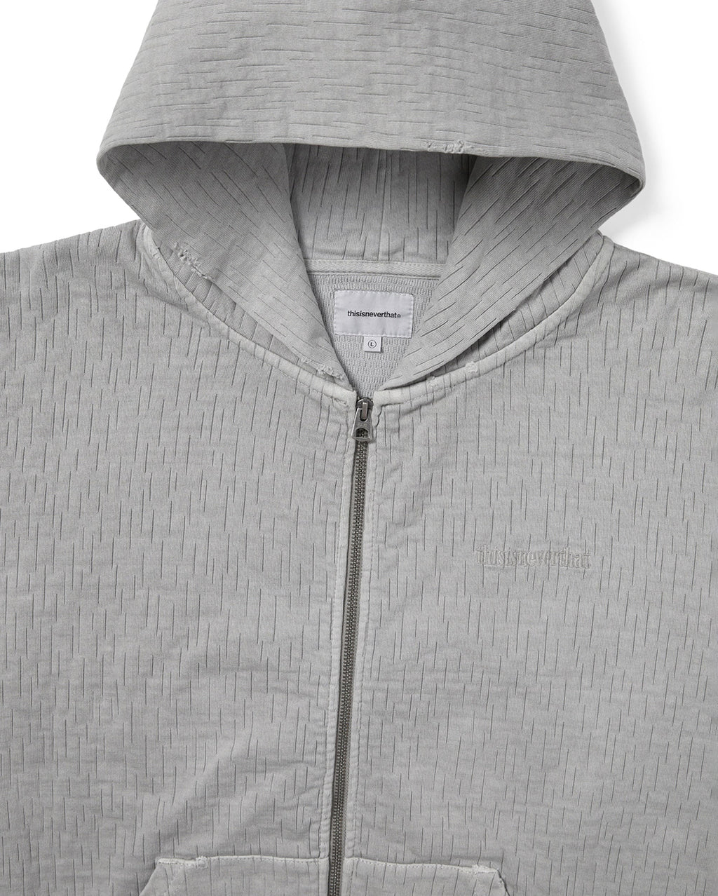 Damaged Zip Up Hoodie - Khaki Grey - thisisneverthat