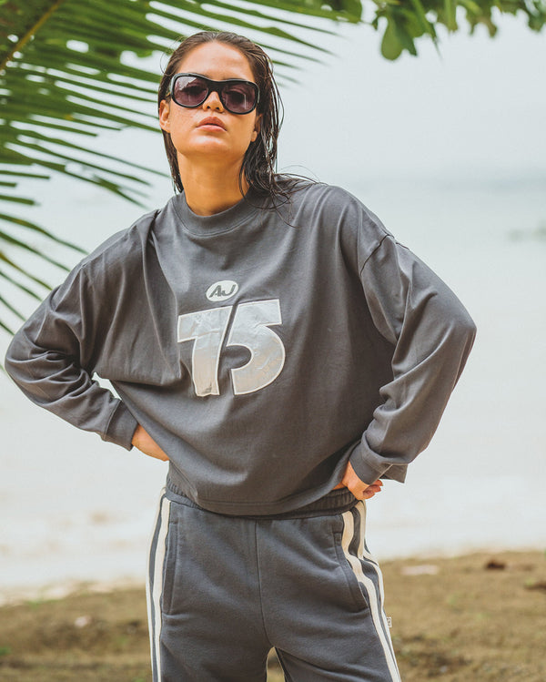 Daytona Long Sleeve Top - Washed Black - Araminta James