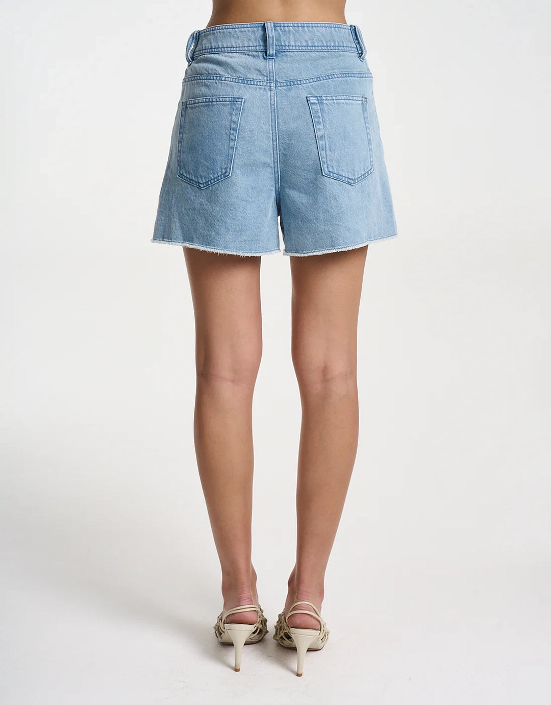 Denim Belt Shorts - Sky Blue Denim