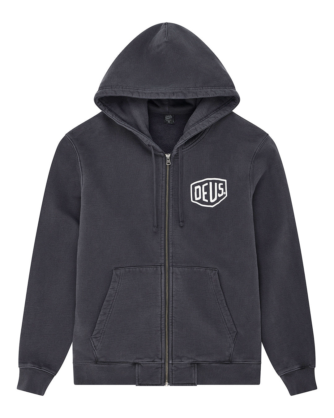 Shield Garment Dyed Zip Hoodie - Black - Deus Ex Machina