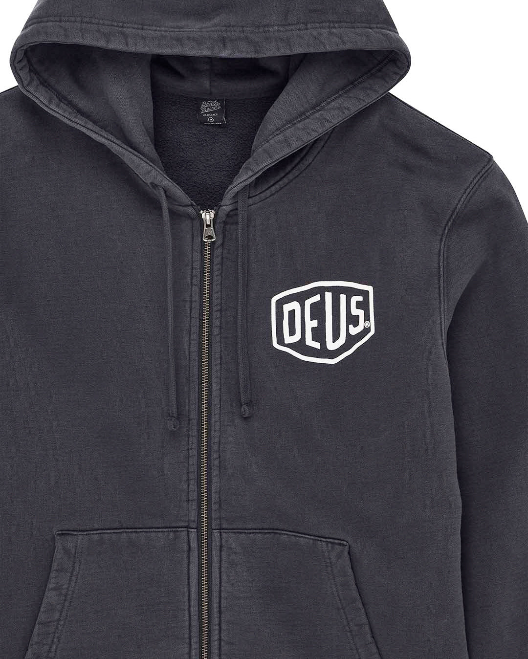 Shield Garment Dyed Zip Hoodie - Black - Deus Ex Machina