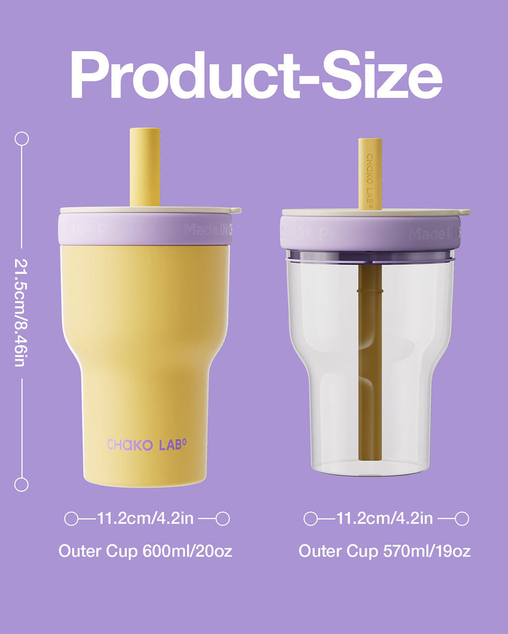 Dual-Layer Tumbler 570ml - White/Green - Chako Lab