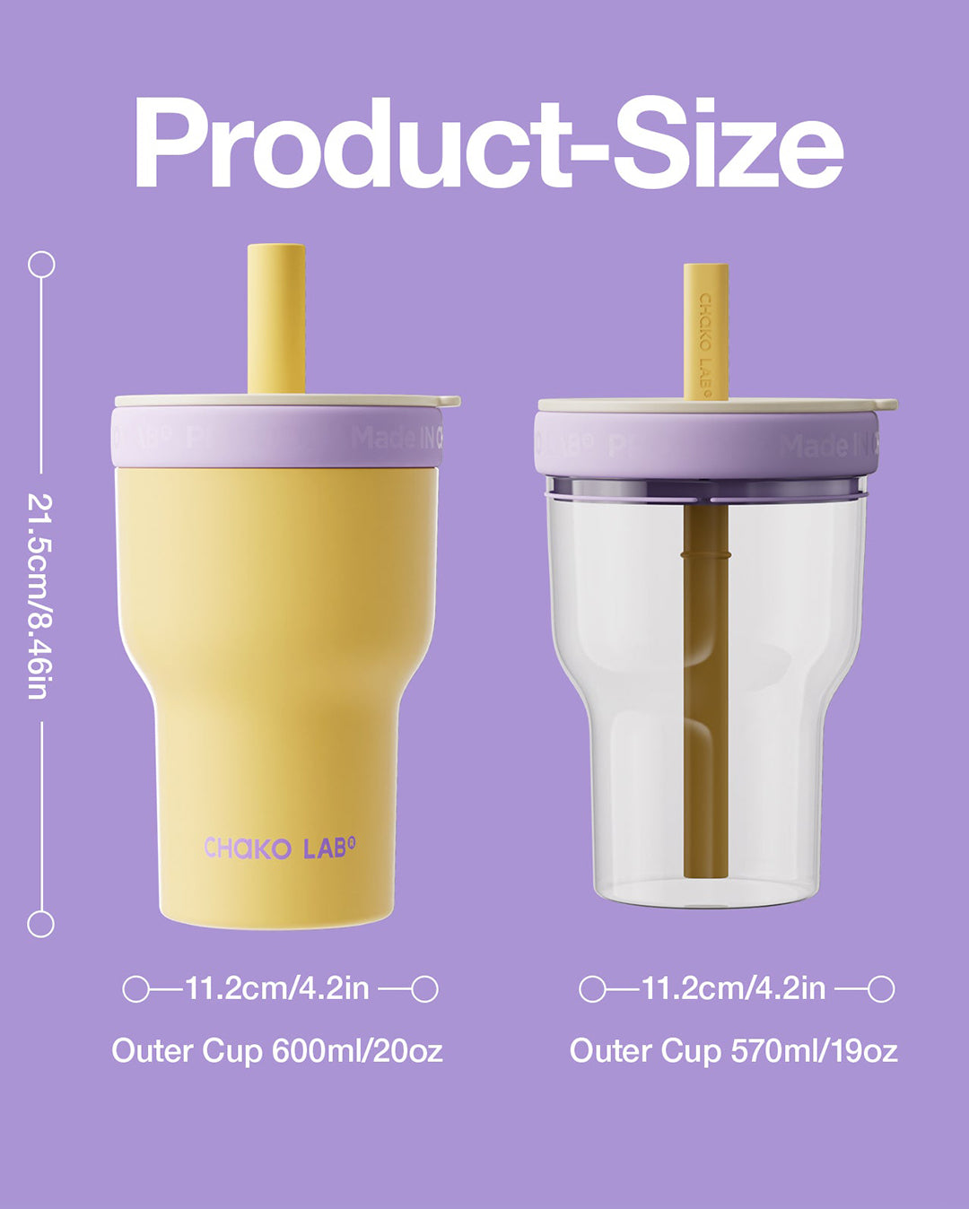 Dual-Layer Tumbler 570ml - Pink/Purple - Chako Lab