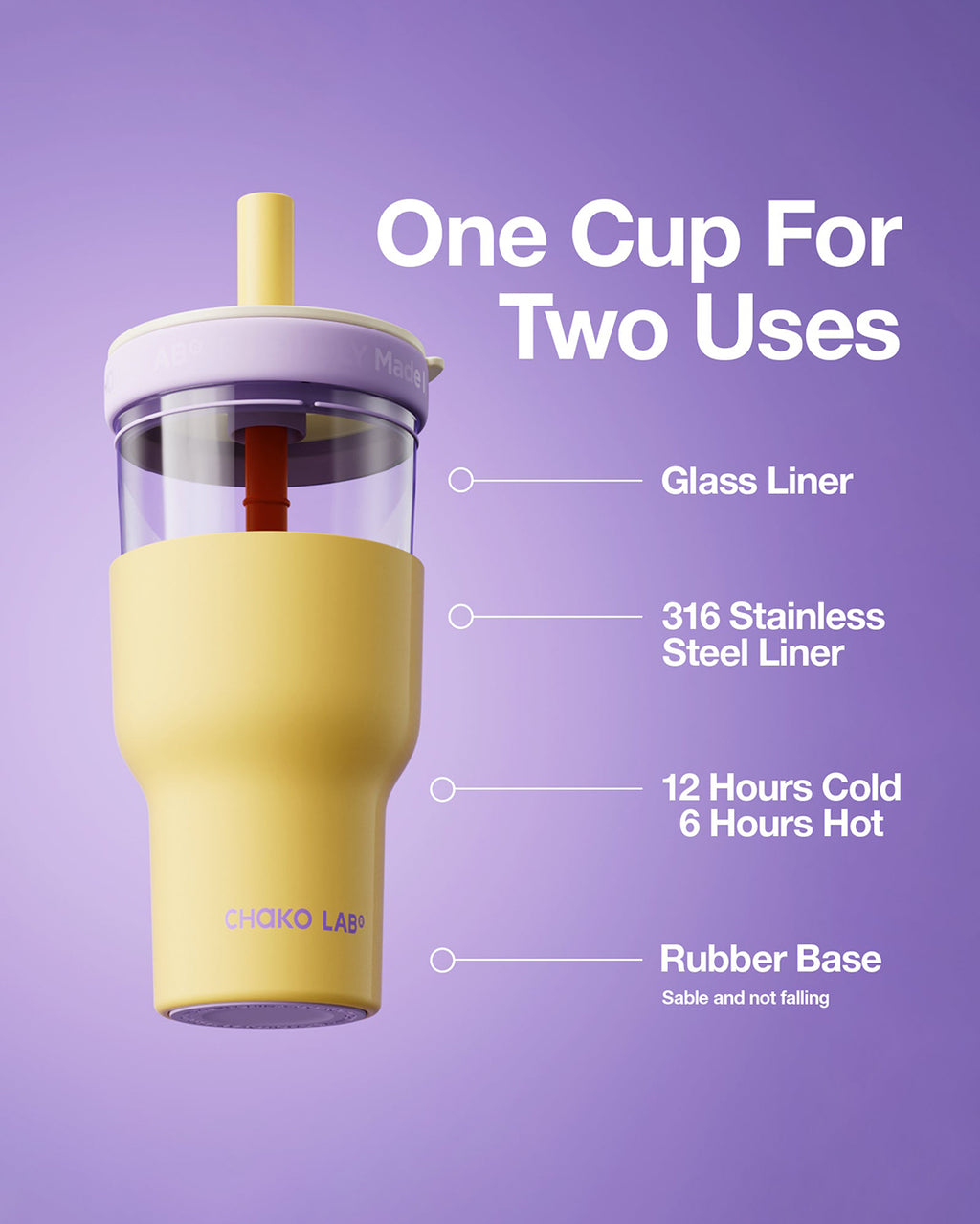 Dual-Layer Tumbler 570ml - Pink/Purple - Chako Lab