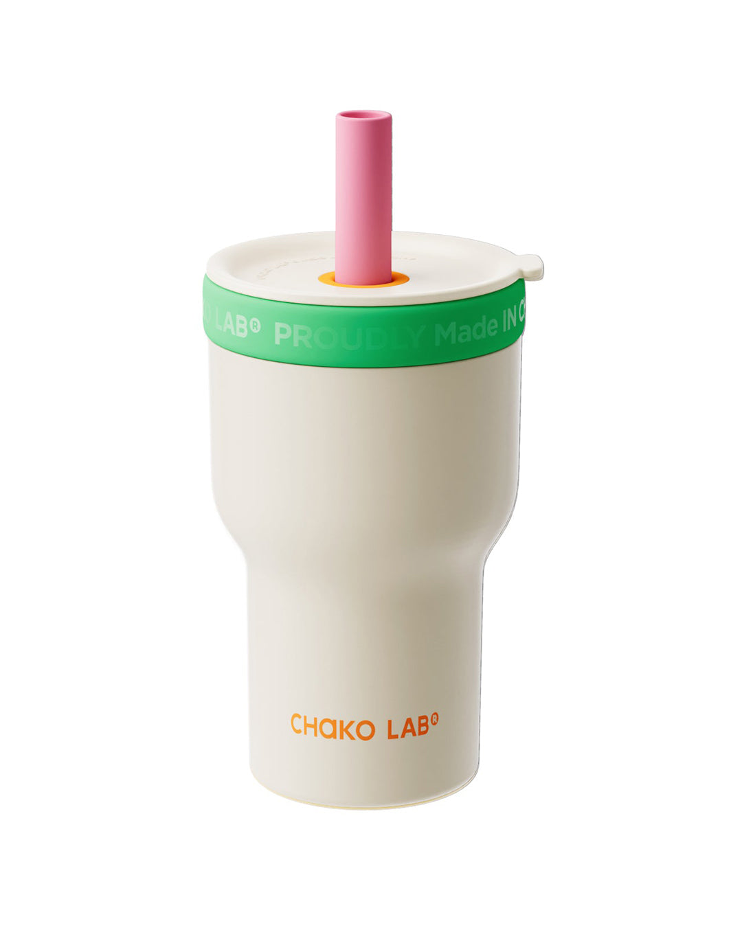 Dual-Layer Tumbler 570ml - White/Green - Chako Lab