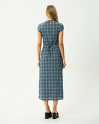 Elodie - Hemp Seersucker Midi Dress - Navy Check - Afends