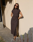 Elodie - Seersucker Midi Dress - Coffee - Afends