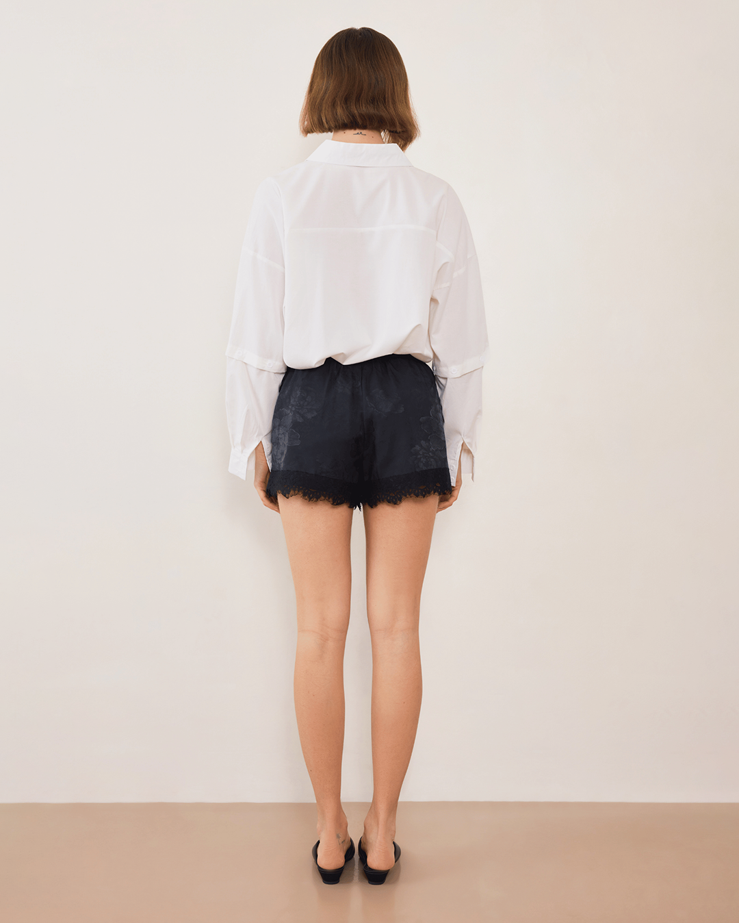 Evie Lace Jacquard Mini Short - Black - Commonplace Essentials