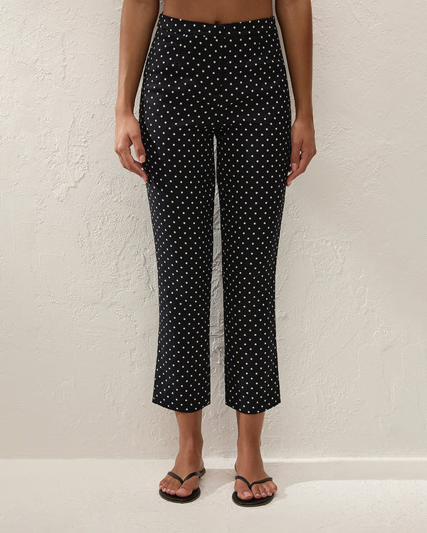 Iria Capri Pant - Lola Polka Dot - Black/Cream - Faithfull The Brand