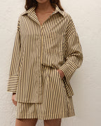 Clemente Shirt - Carmen Stripe - Sand Cedar - Faithfull The Brand