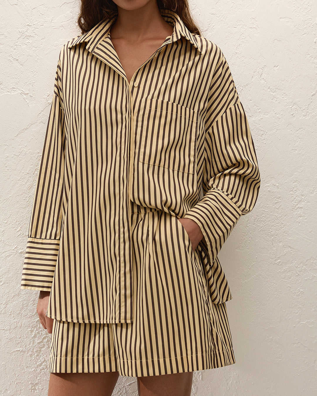 Clemente Shirt - Carmen Stripe - Sand Cedar - Faithfull The Brand