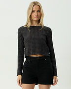 Focus - Seersucker Long Sleeve Top - Black - Afends