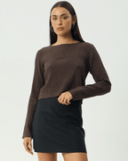 Focus - Seersucker Long Sleeve Top - Coffee - Afends