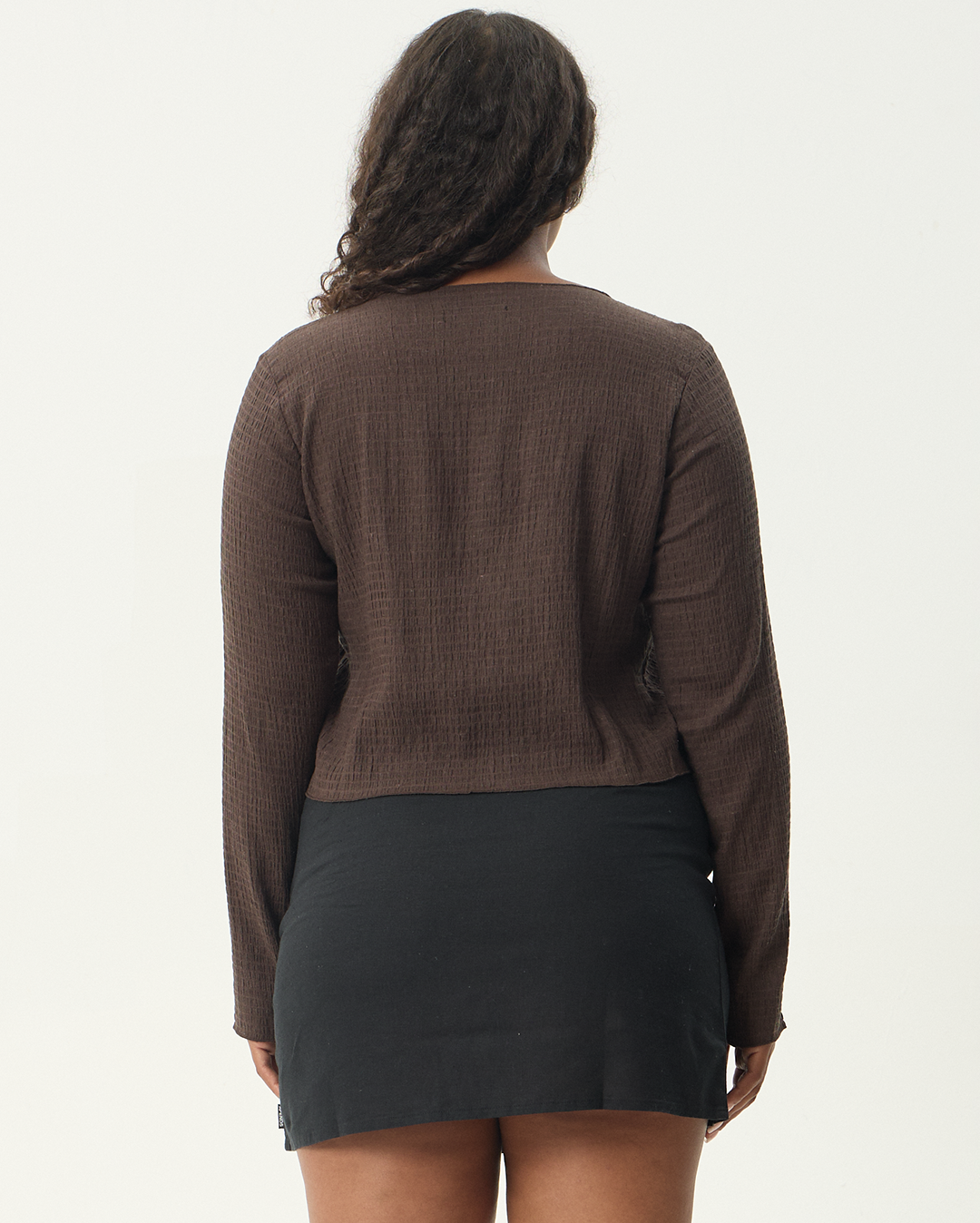 Focus - Seersucker Long Sleeve Top - Coffee - Afends