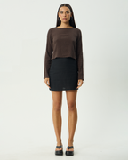 Focus - Seersucker Long Sleeve Top - Coffee - Afends