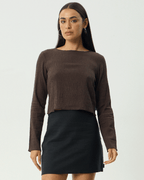 Focus - Seersucker Long Sleeve Top - Coffee - Afends