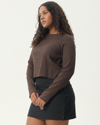 Focus - Seersucker Long Sleeve Top - Coffee - Afends